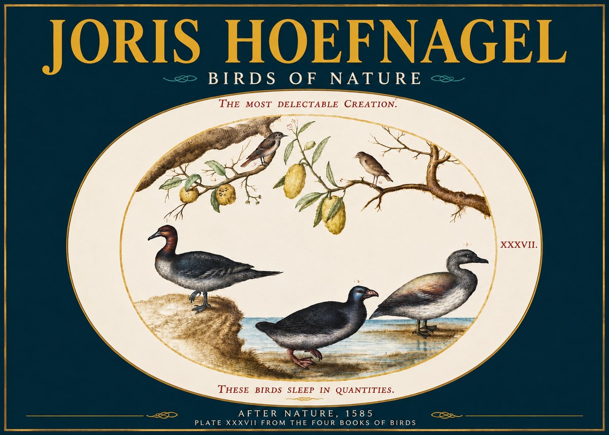 Joris Hoefnagel Plate Xxxvii from the Four Books of Birds No4 - Poster