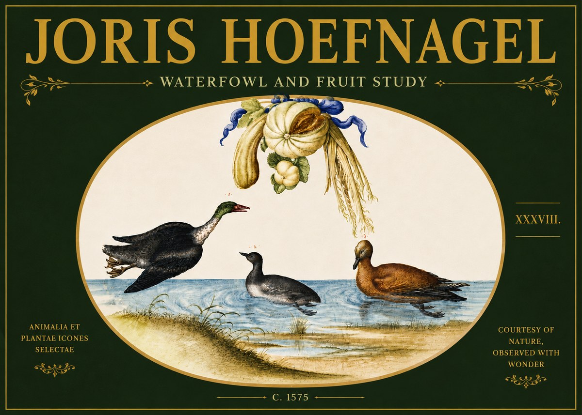Joris Hoefnagel Waterfowl and Fruit Study No6 - Poster