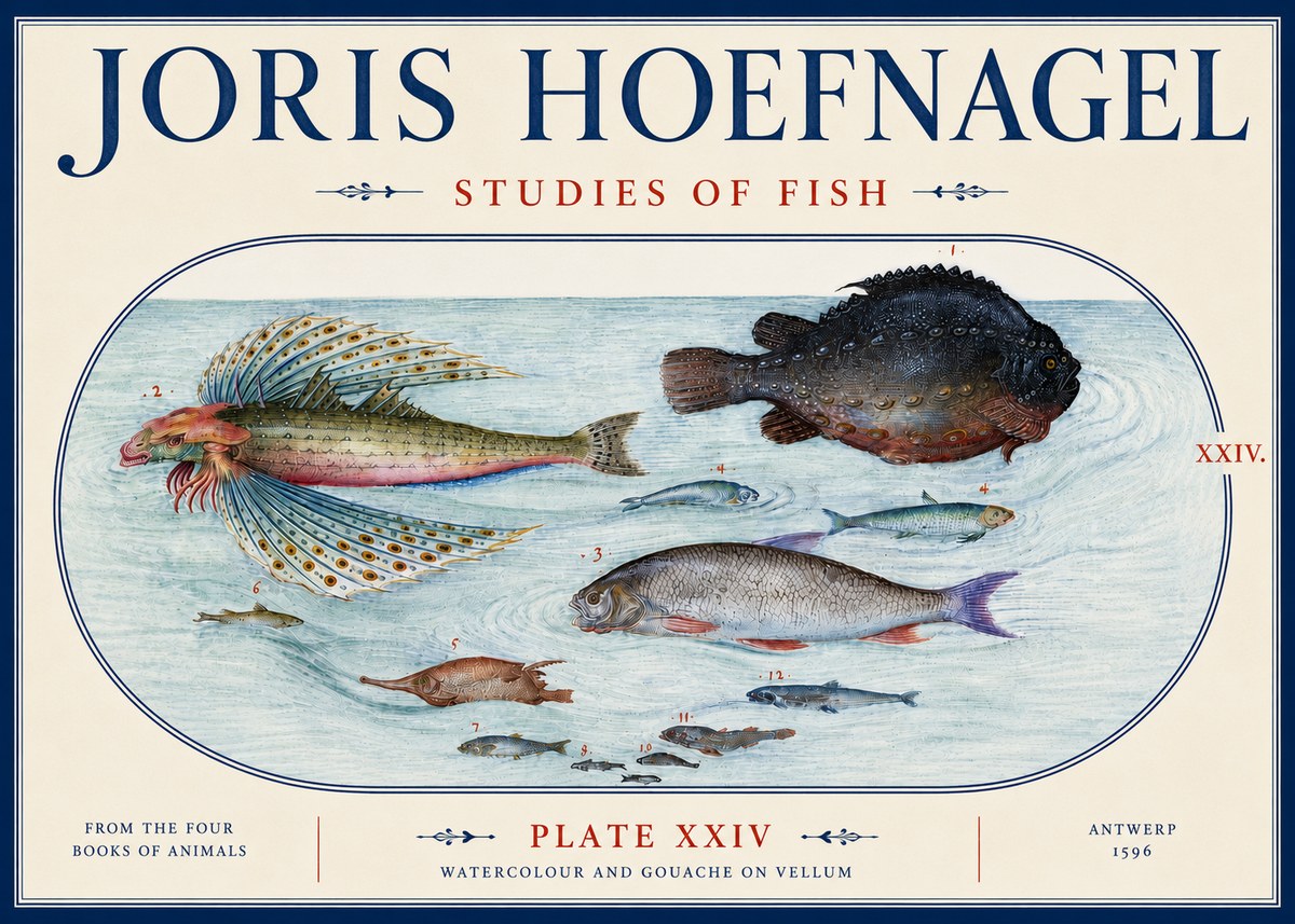 Joris Hoefnagel Studies of Fish II No6 - Poster