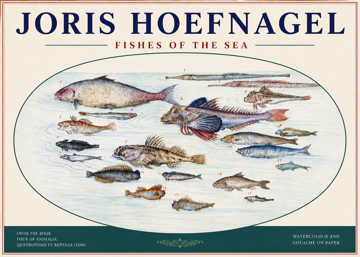 Joris Hoefnagel Fishes of the Sea III No4 - Poster