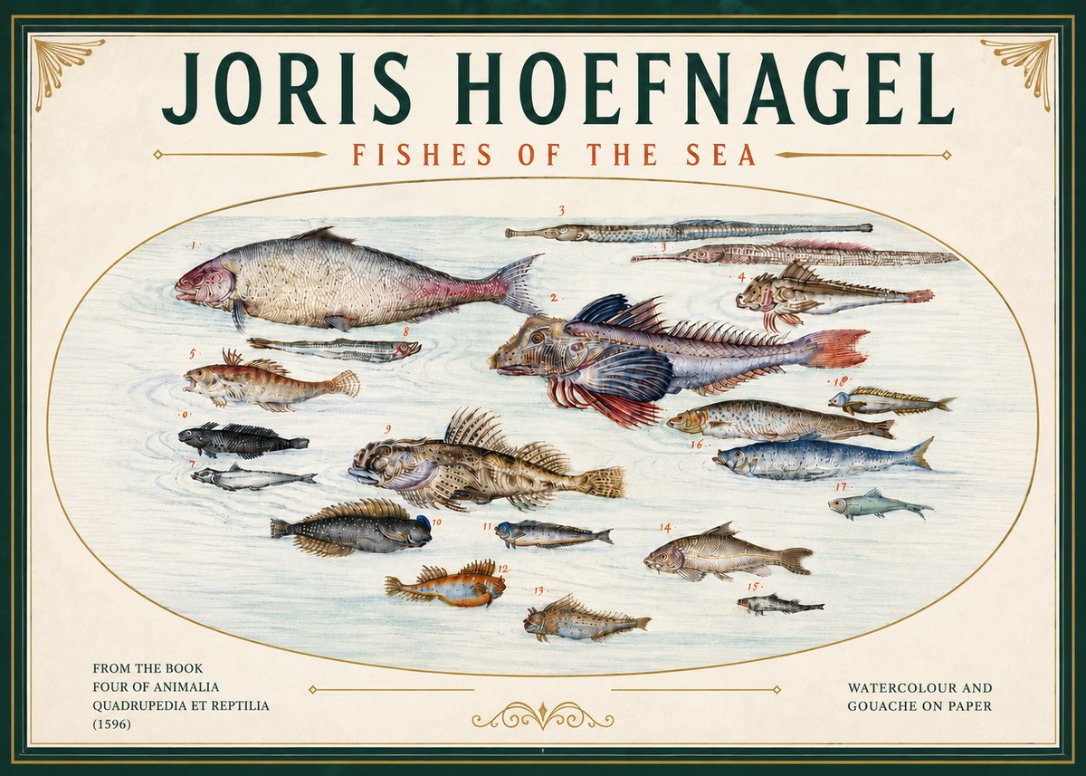 Joris Hoefnagel Fishes of the Sea III No6 - Poster