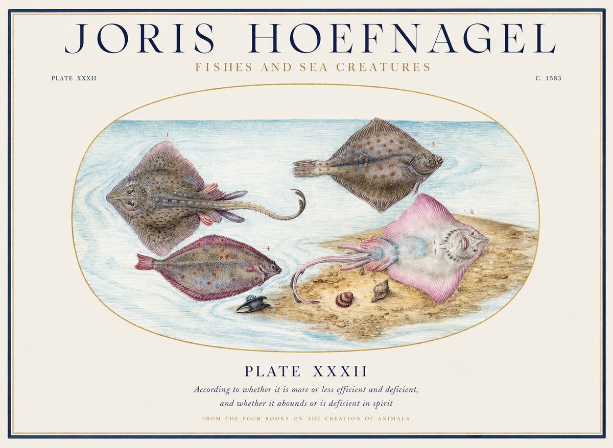 Joris Hoefnagel Study of Rays and Flatfish No5 - Poster