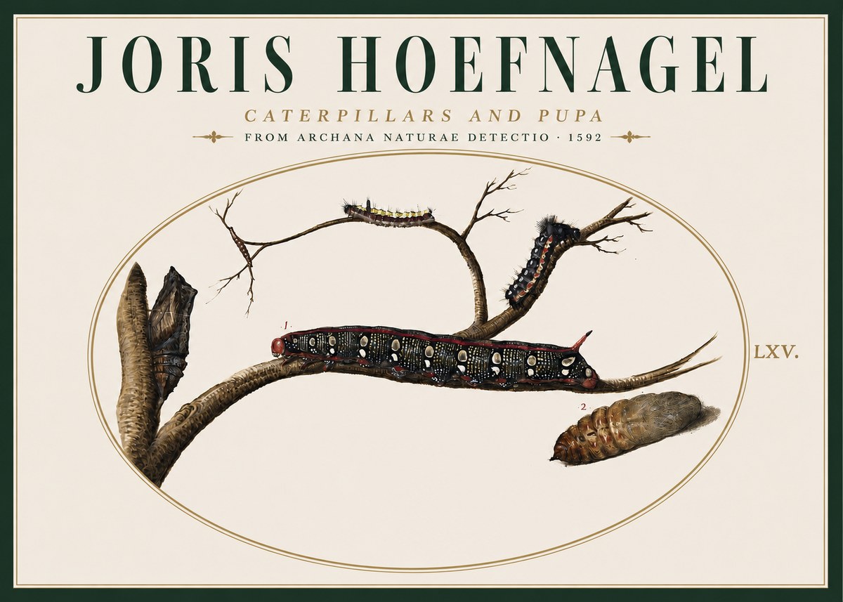 Joris Hoefnagel Caterpillars and Pupa No4 - Poster