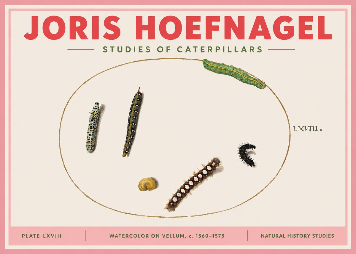 Joris Hoefnagel Studies of Caterpillars No3 - Poster