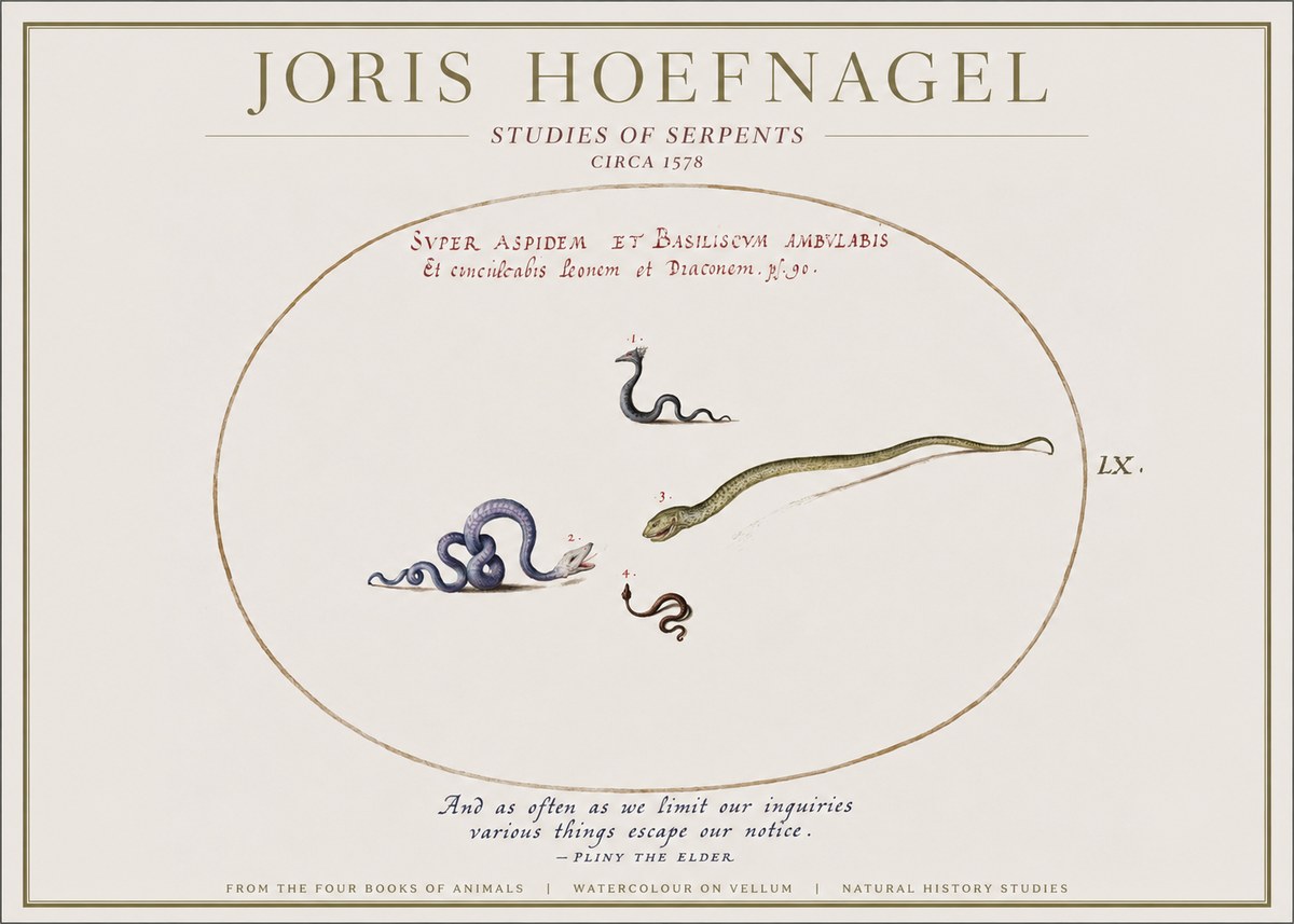 Joris Hoefnagel Studies of Serpents No1 - Poster