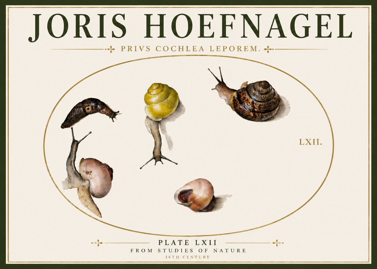 Joris Hoefnagel Privs Cochlea Leporem. No6 - Poster