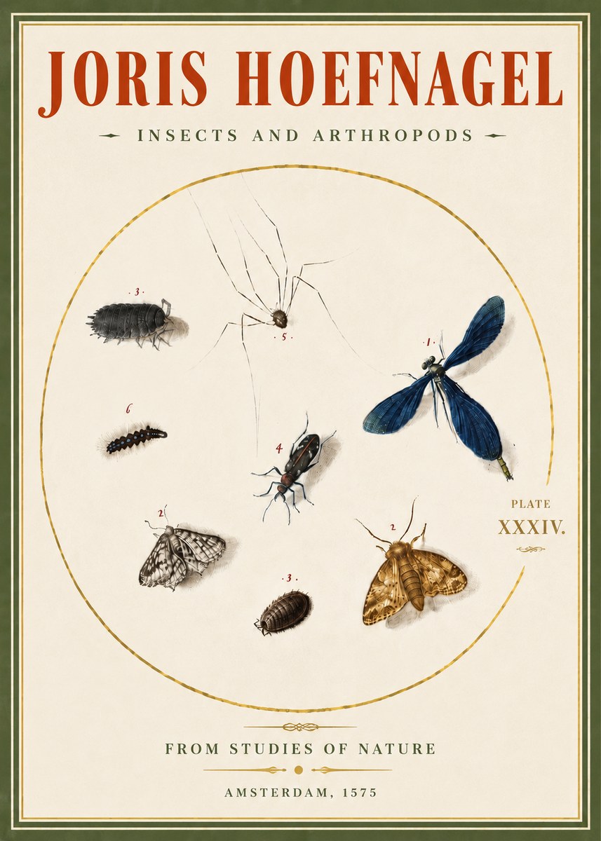Joris Hoefnagel Insects and Arthropods No5 - Poster