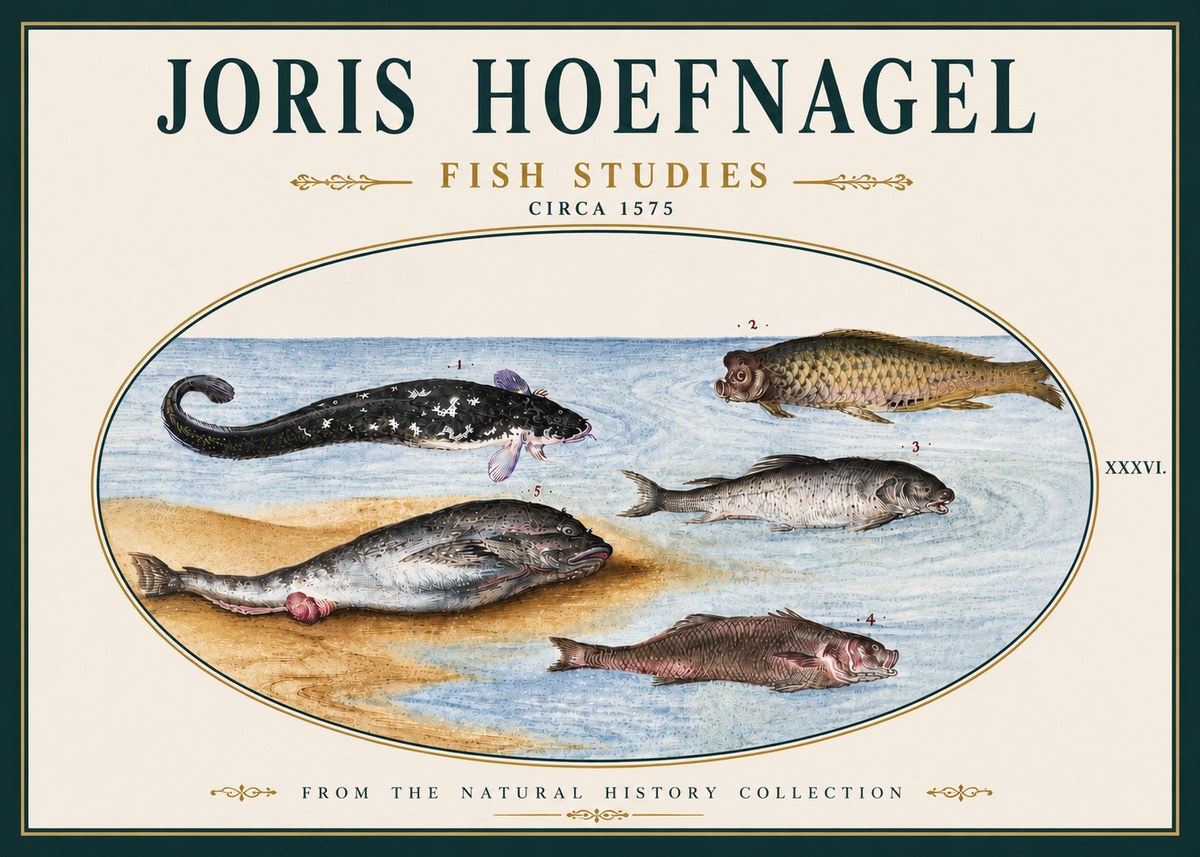 Joris Hoefnagel Fish Studies No5 - Poster