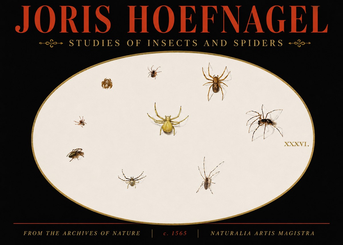 Joris Hoefnagel Studies of Insects and Spiders No5 - Poster