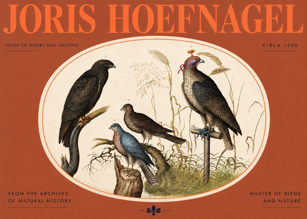 Joris Hoefnagel Studies of Hawks and Falcons No3 - Poster