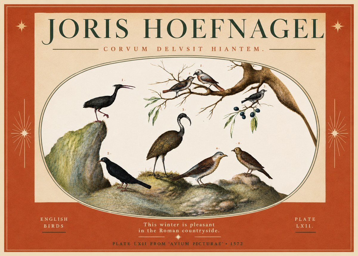 Joris Hoefnagel English Birds Plate Lxii No4 - Poster