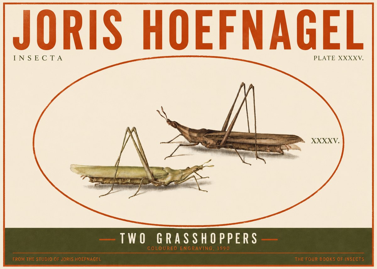 Joris Hoefnagel Two Grasshoppers No4 - Poster