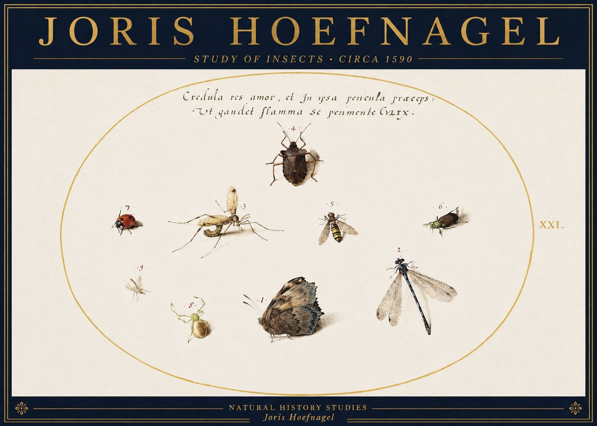 Joris Hoefnagel Study of Insects • Circa 1590 No4 - Poster