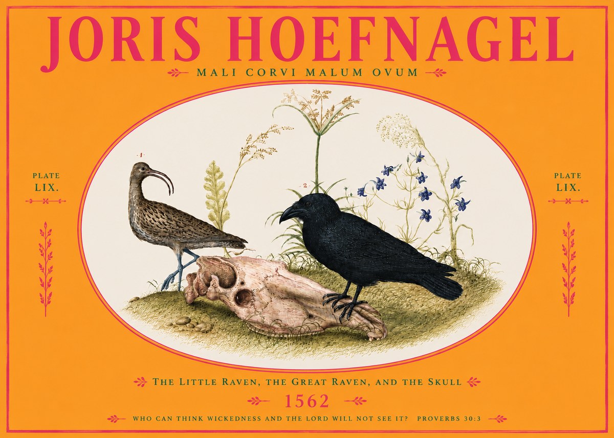 Joris Hoefnagel The Little Raven, the Great Raven, and the Skull No4 - Poster
