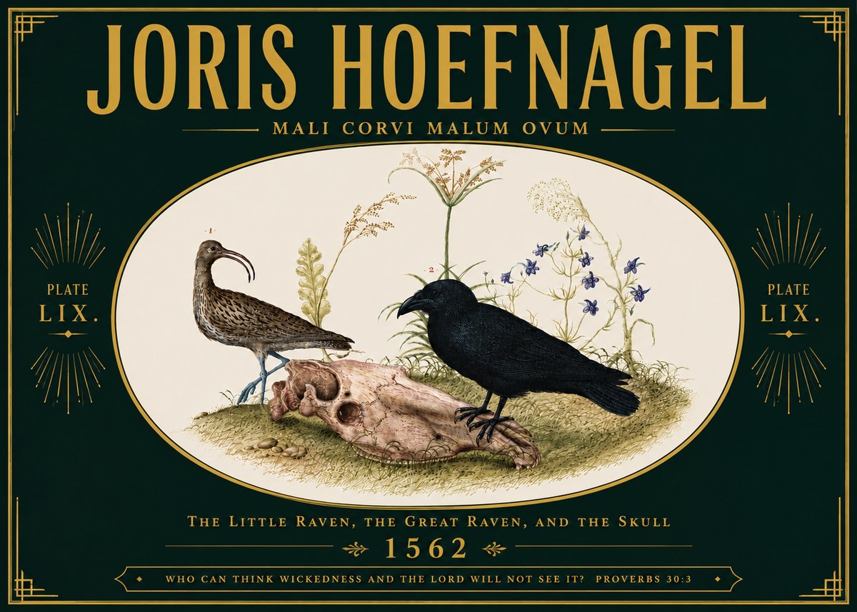Joris Hoefnagel The Little Raven, the Great Raven, and the Skull No6 - Poster