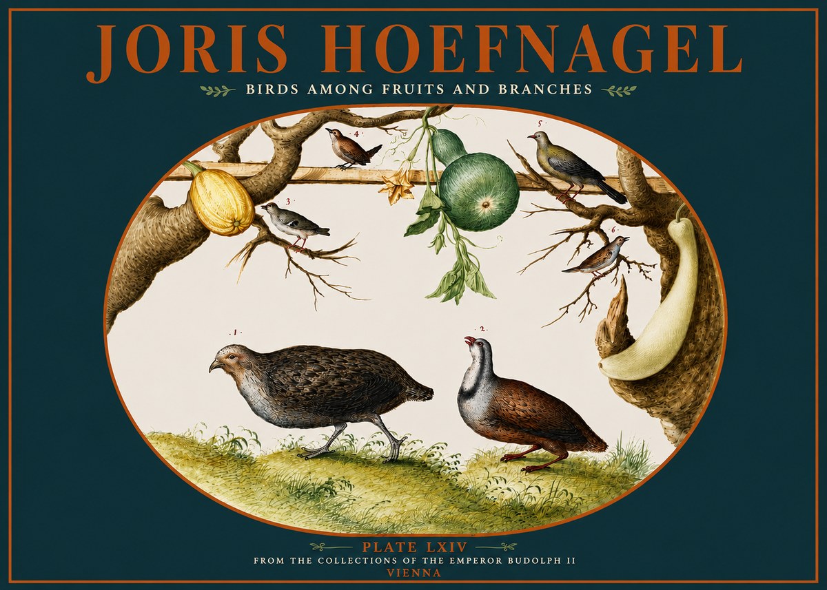 Joris Hoefnagel Birds Among Fruits and Branches No4 - Poster