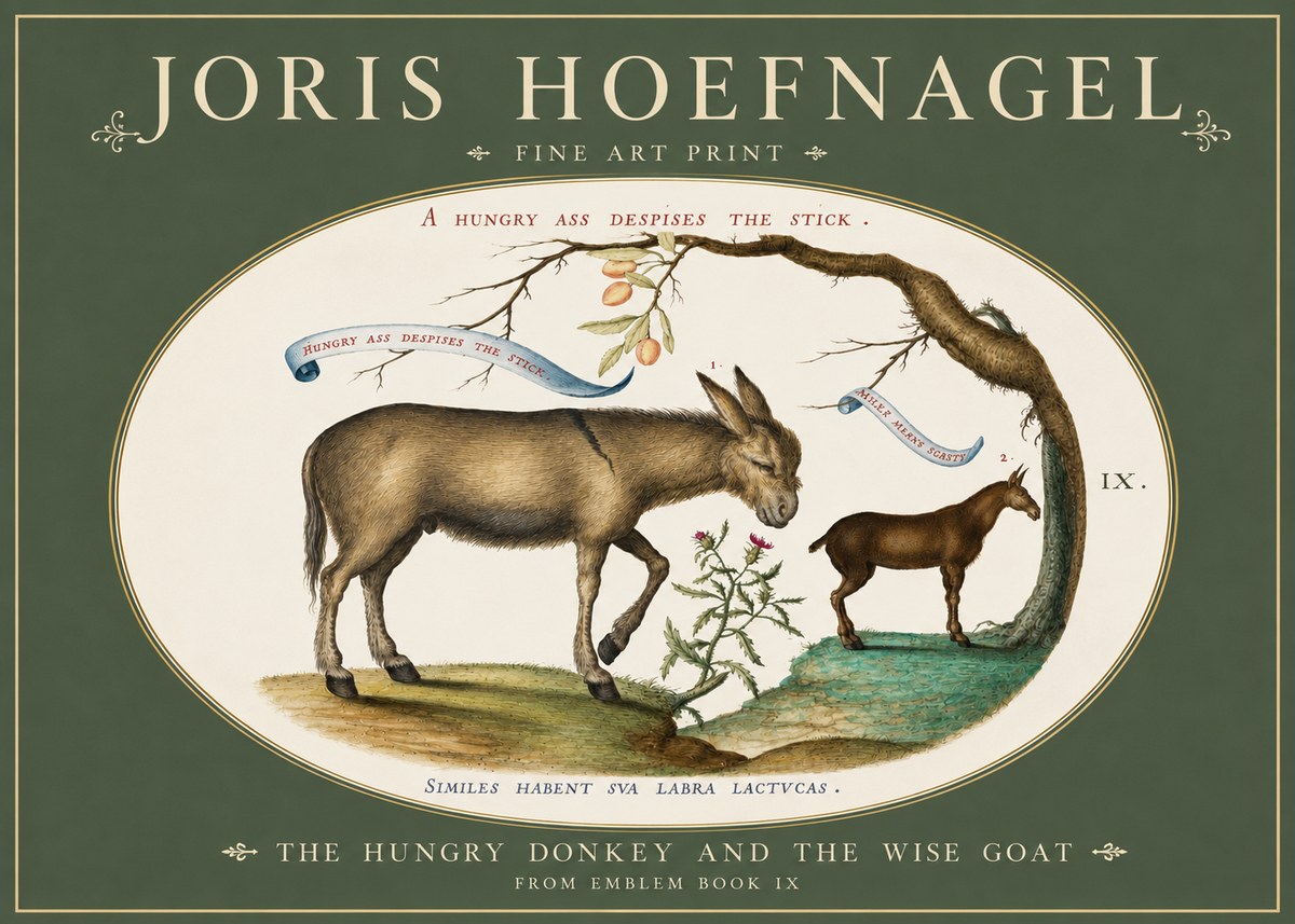 Joris Hoefnagel The Hungry Donkey and the Wise Goat No3 - Poster