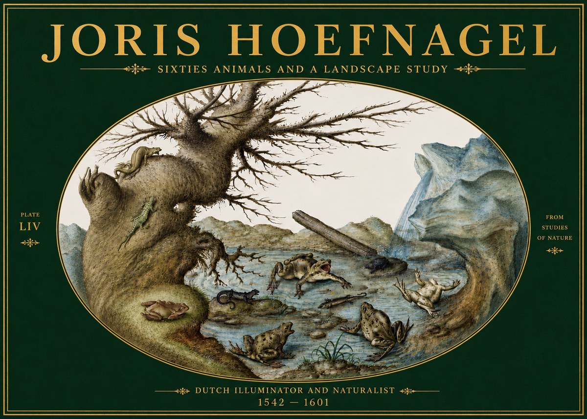 Joris Hoefnagel Sixtties Animals and a Landscape Study No5 - Poster