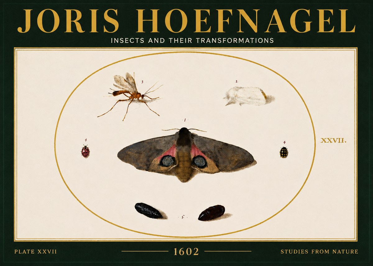 Joris Hoefnagel Insects and Their Transformations - Plate Xxvii No6 - Poster