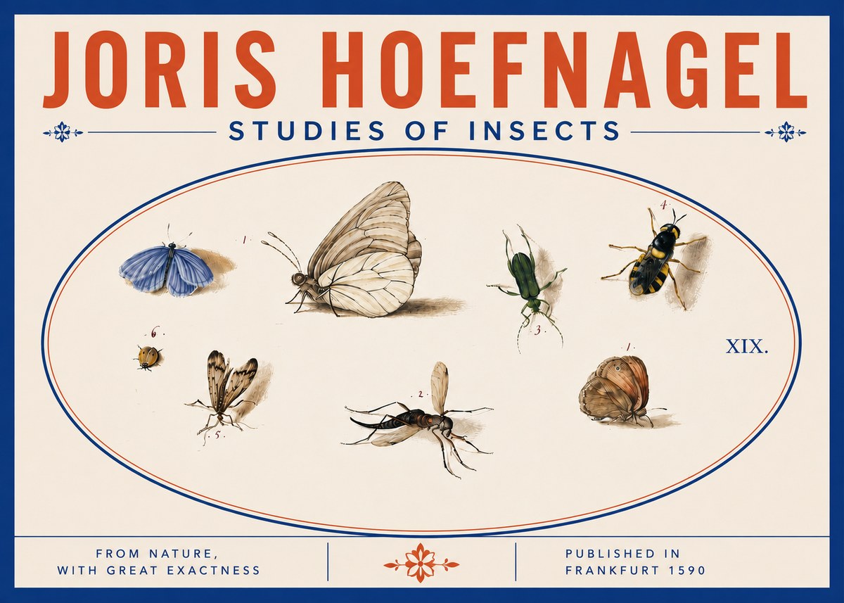 Joris Hoefnagel Studies of Insects V No5 - Poster
