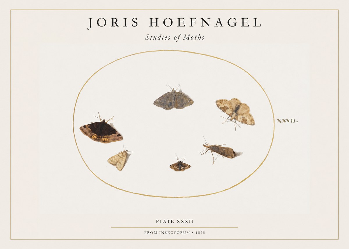 Joris Hoefnagel Studies of Moths III No1 - Poster