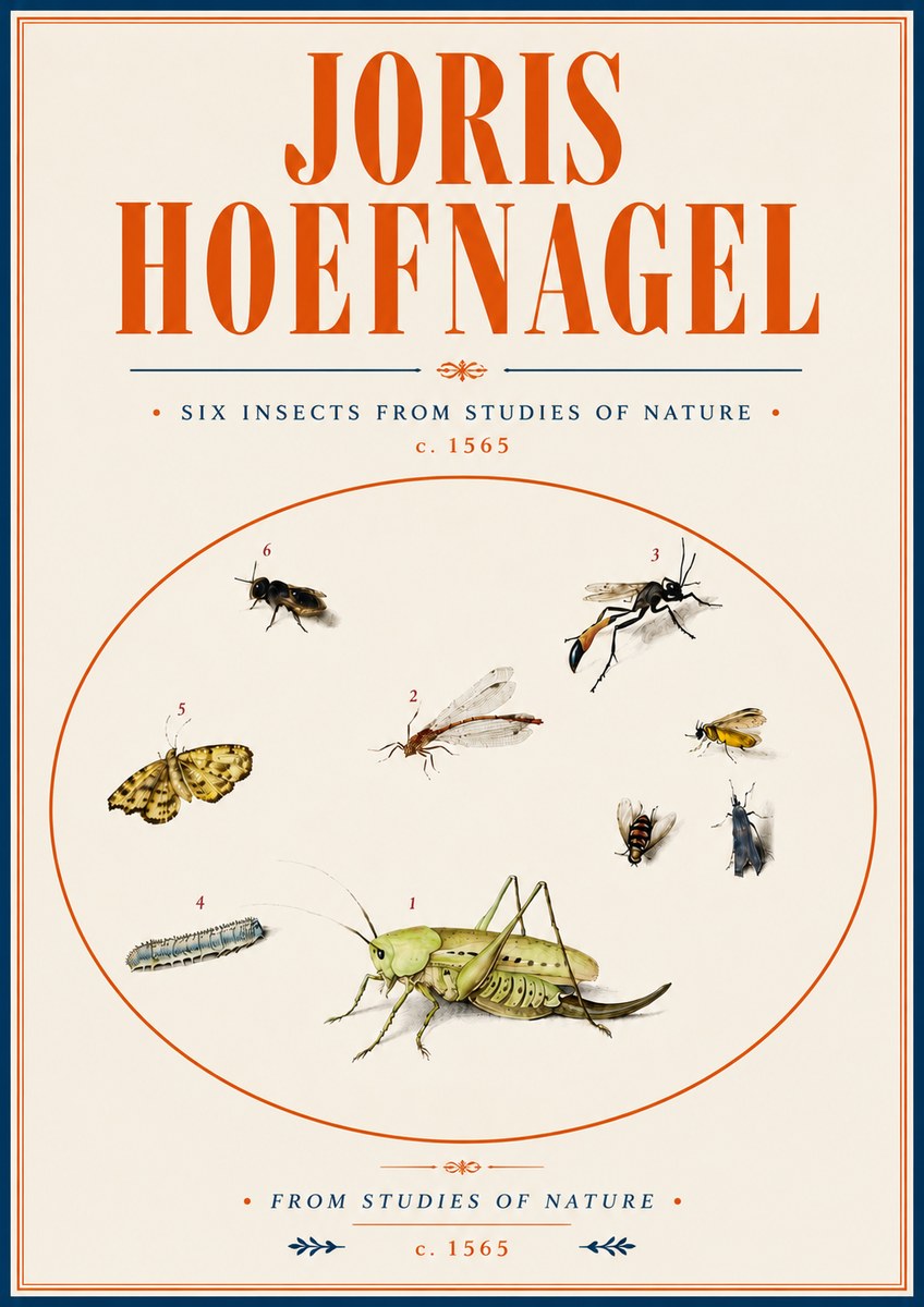 Joris Hoefnagel Six Insects from Studies of Nature C. 1565 No6 - Poster