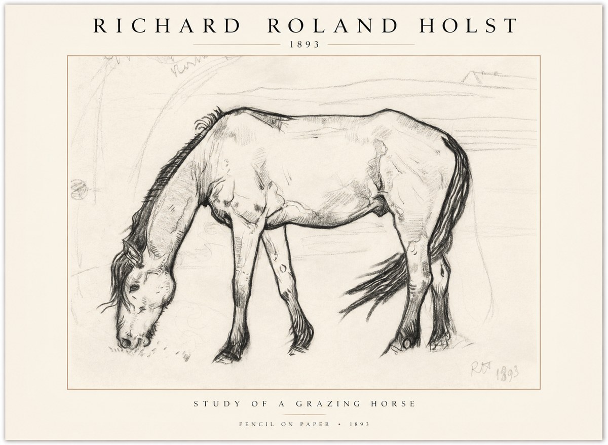Richard Roland Holst Study of a Grazing Horse No1 - Poster