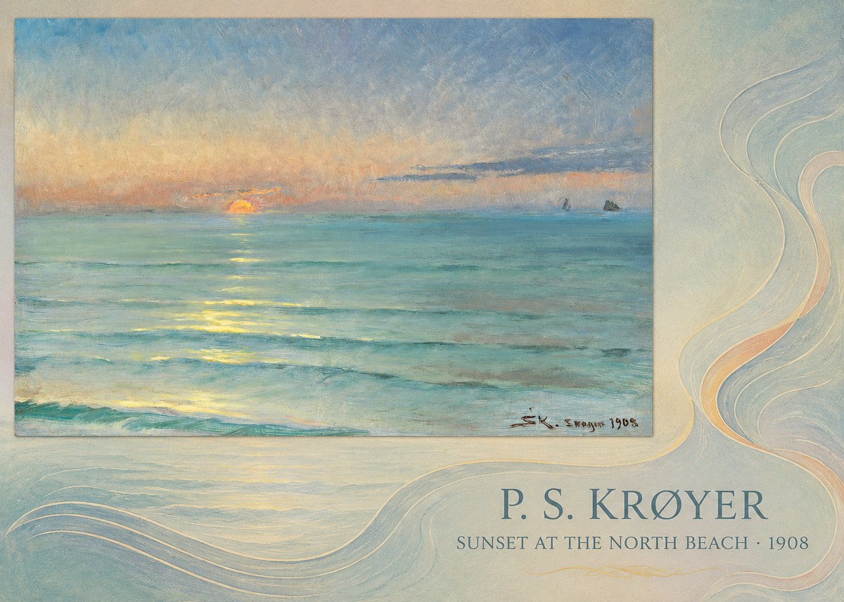 P.S. Krøyer Sunset at the North Beach No4 - Poster