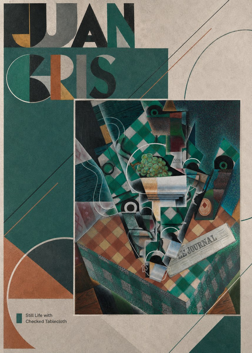Juan Gris Still Life with Checked Tablecloth No3 - Poster