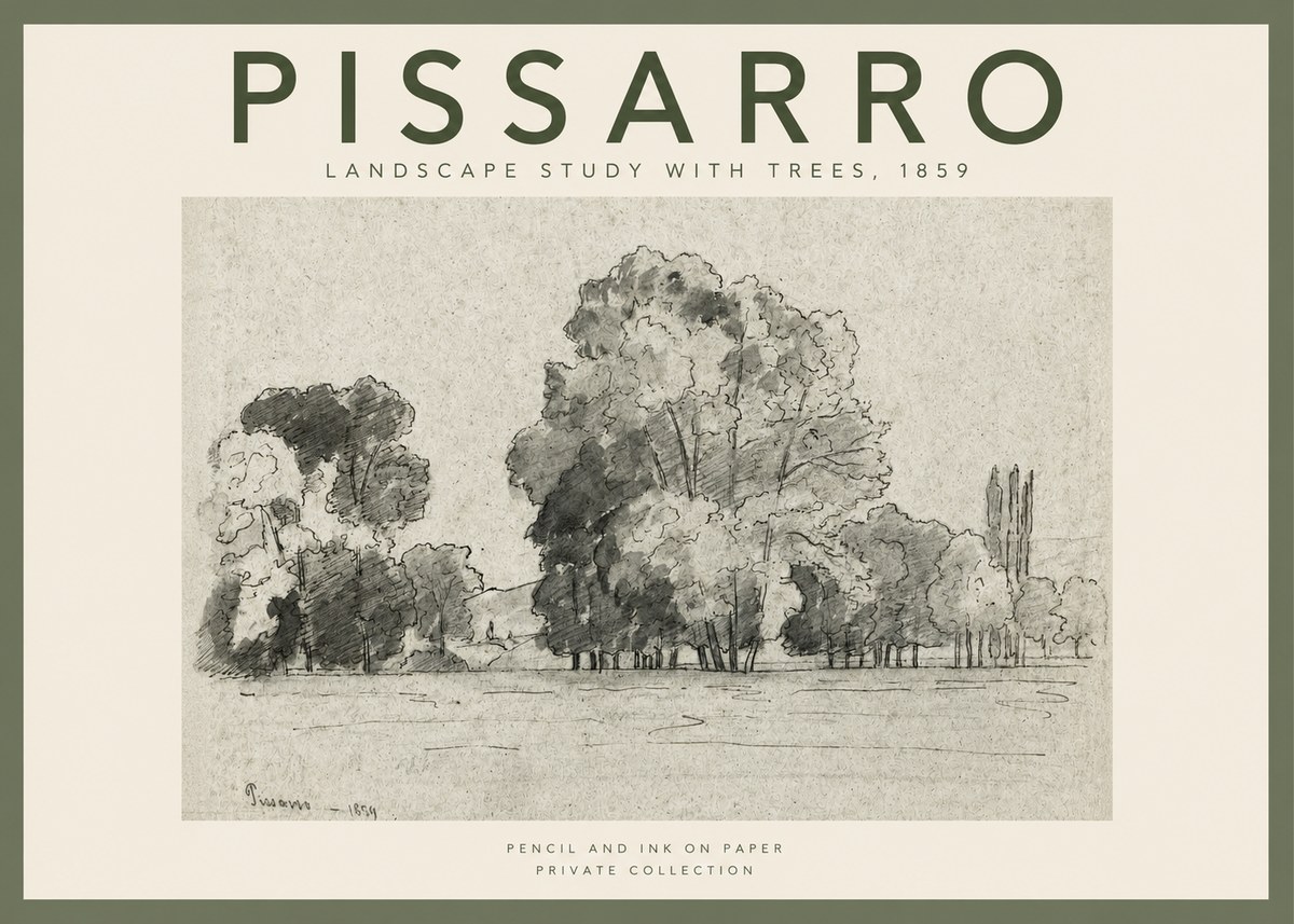 Pissarro Landscape Study with Trees No2 - Poster