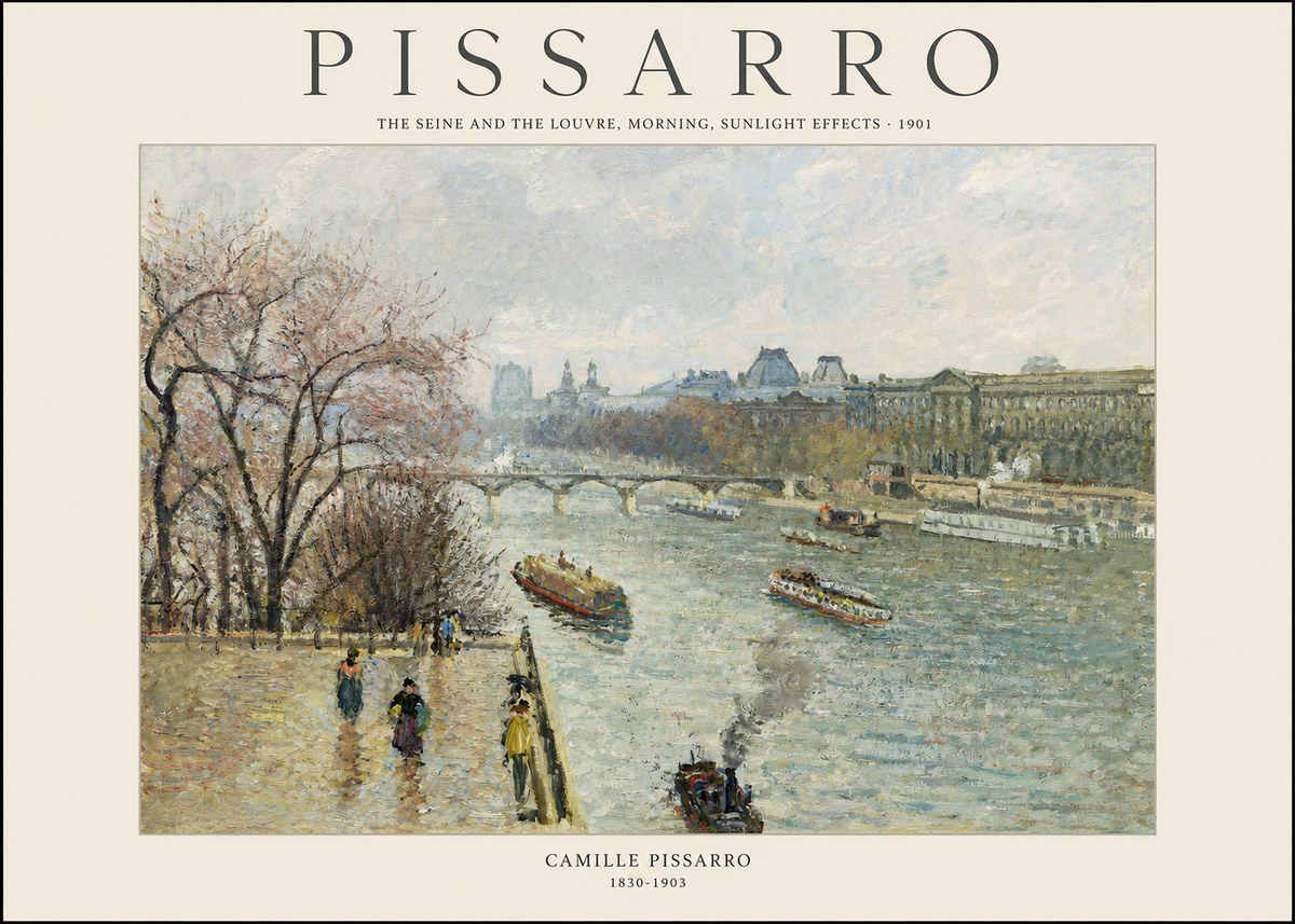 Pissarro The Seine and the Louvre, Morning, Sunlight Effects - 1901 No1 - Poster