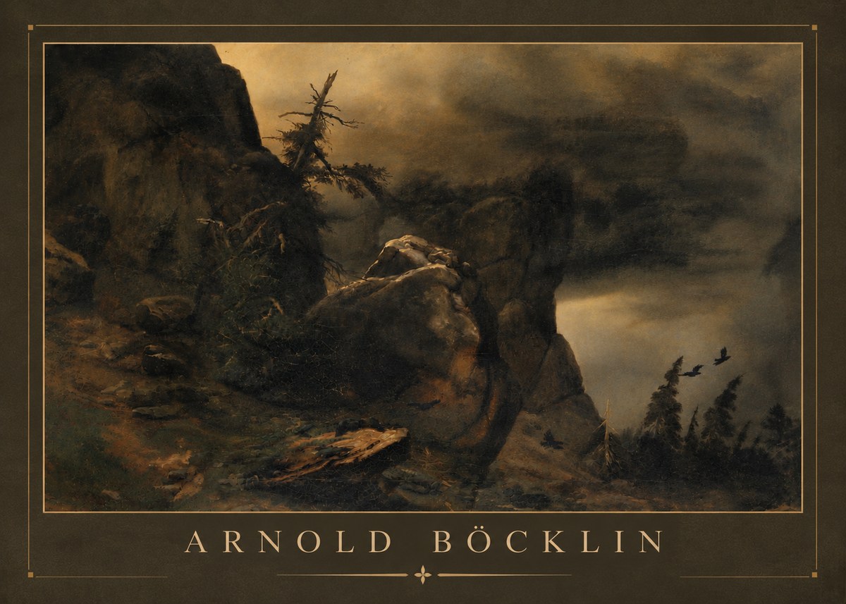 Arnold Böcklin Felsabhang Mit Wettertannen No6 - Poster