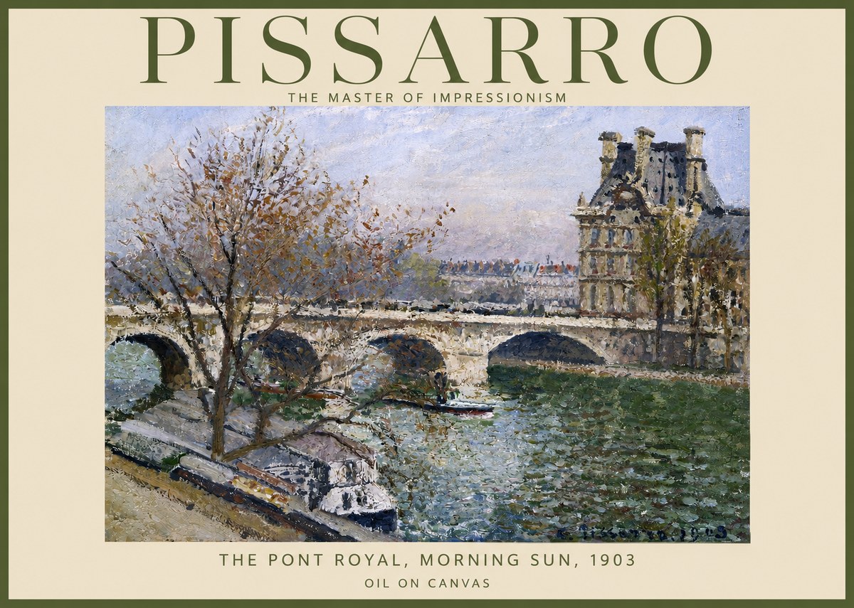 Pissarro The Pont Royal and the Louvre. Morning, 1903 No2 - Poster