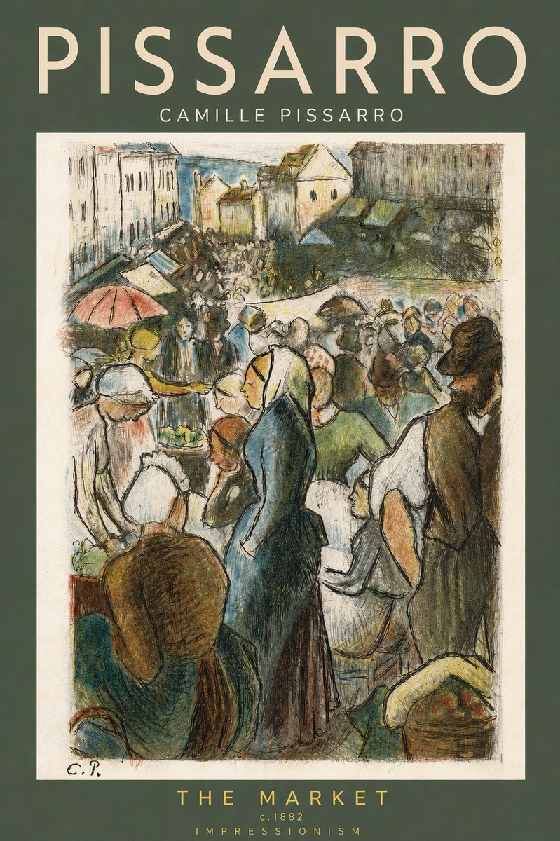 Pissarro The Market, Pontoise No2 - Poster