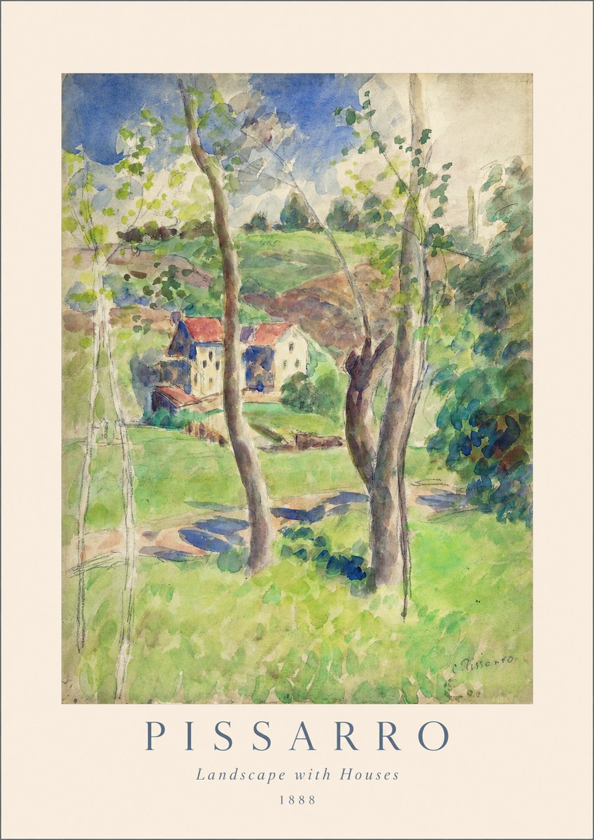 Pissarro Landscape with Houses No1 - Poster