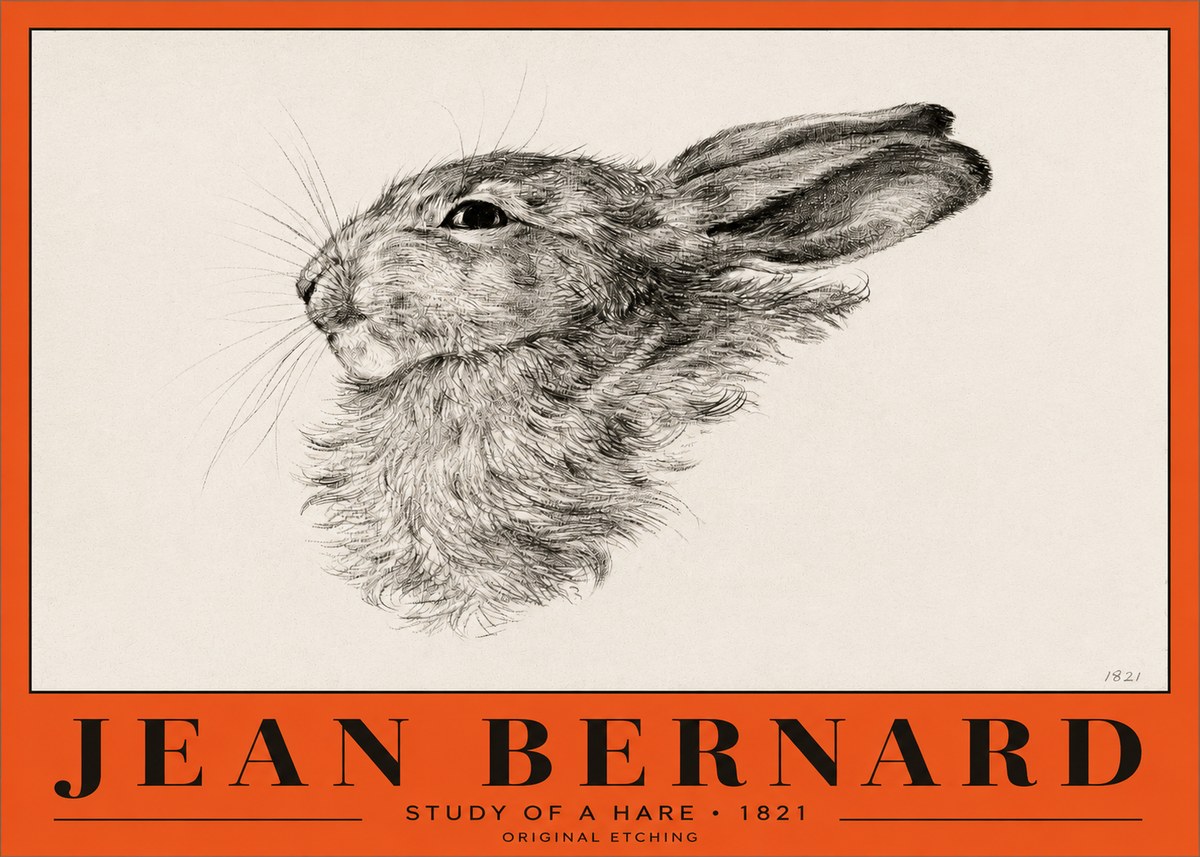 Jean Bernard Study of a Hare No2 - Poster