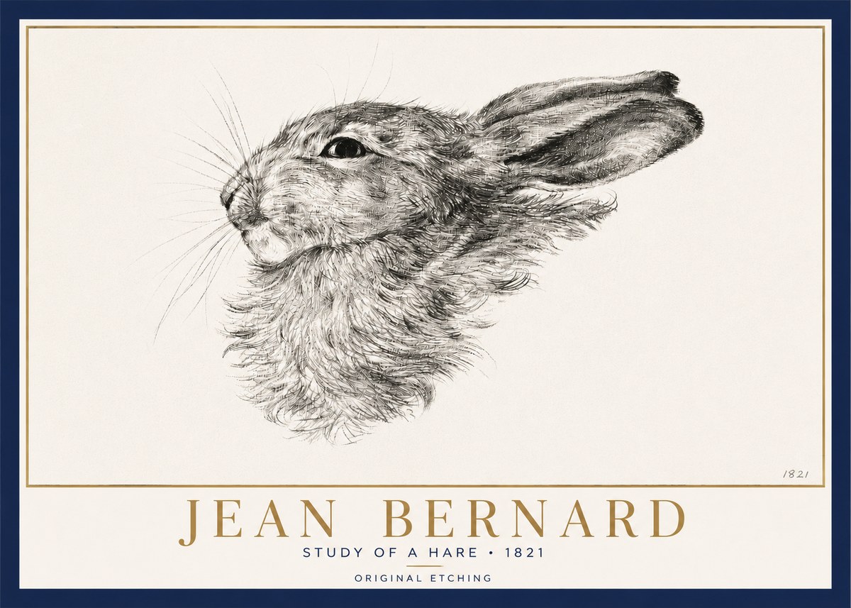 Jean Bernard Study of a Hare No3 - Poster