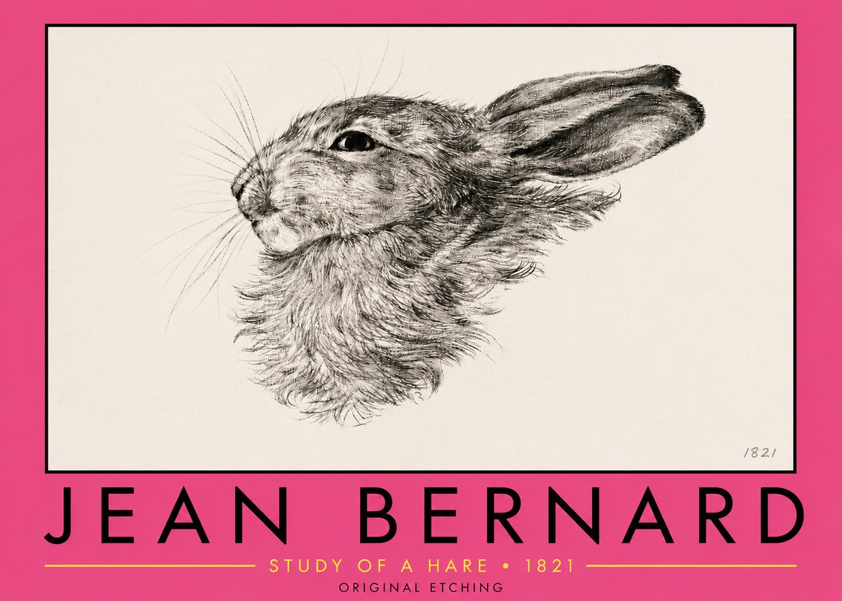 Jean Bernard Study of a Hare No5 - Poster