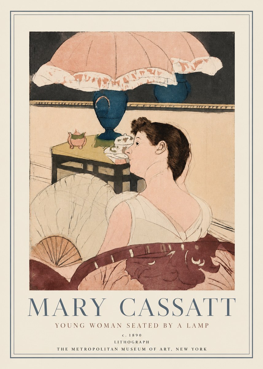 Mary Cassatt Young Woman Seated by a Lamp No3 - Poster