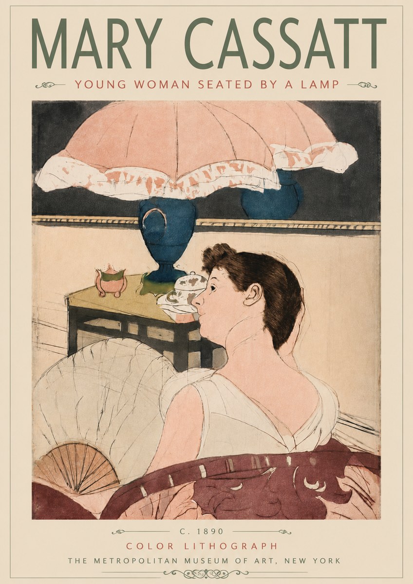 Mary Cassatt Young Woman Seated by a Lamp No5 - Poster