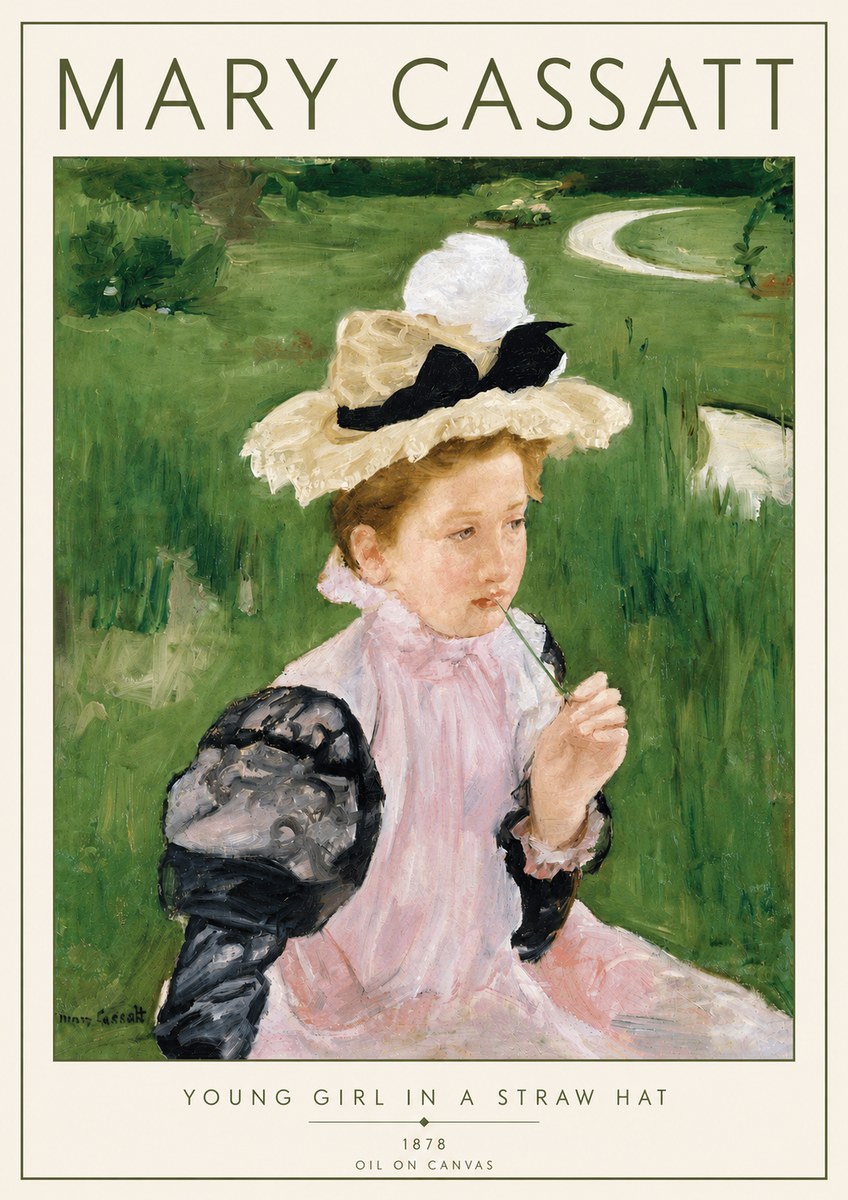 Mary Cassatt Young Girl in a Straw Hat No5 - Poster