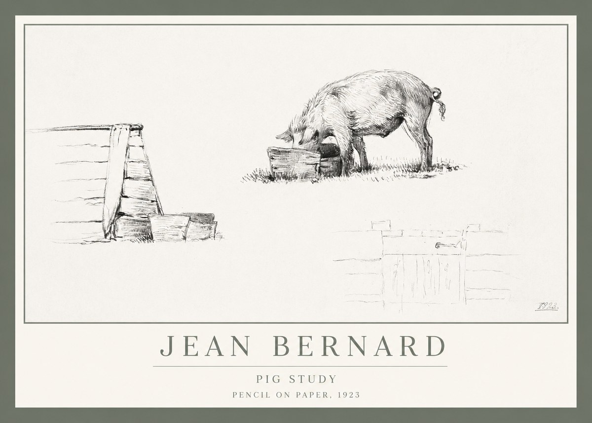 Jean Bernard Pig Study No1 - Poster