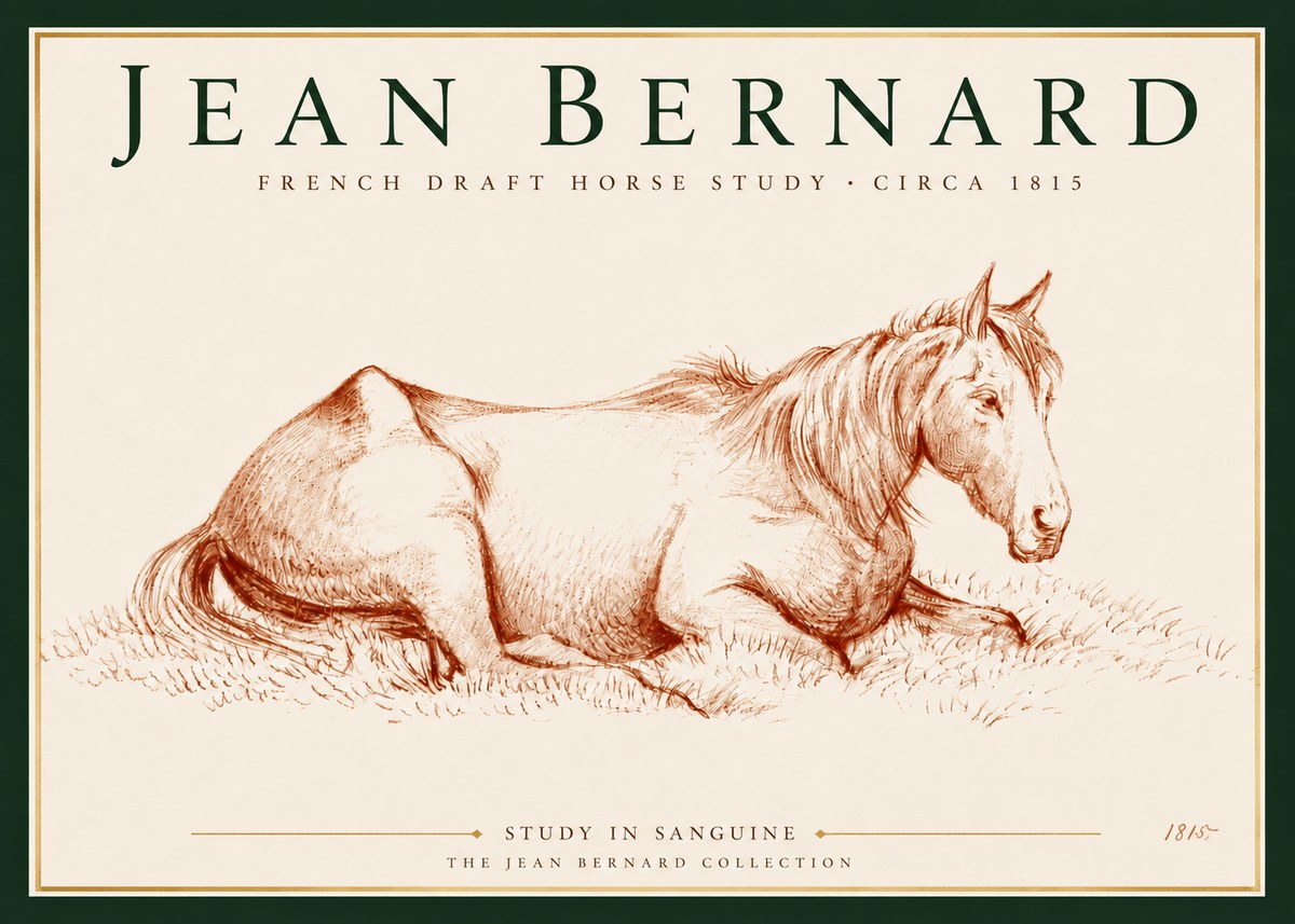 Jean Bernard Reclining Horse No5 - Poster