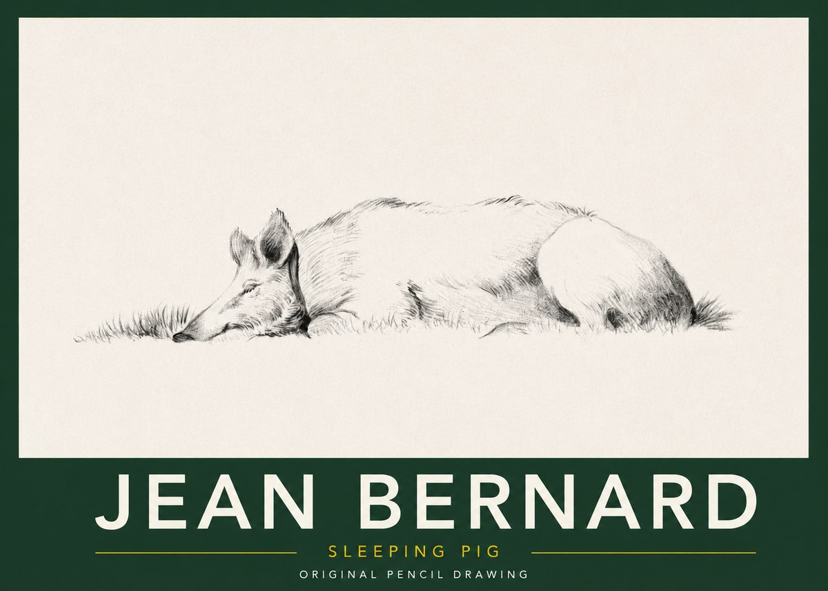 Jean Bernard Sleeping Pig II No2 - Poster