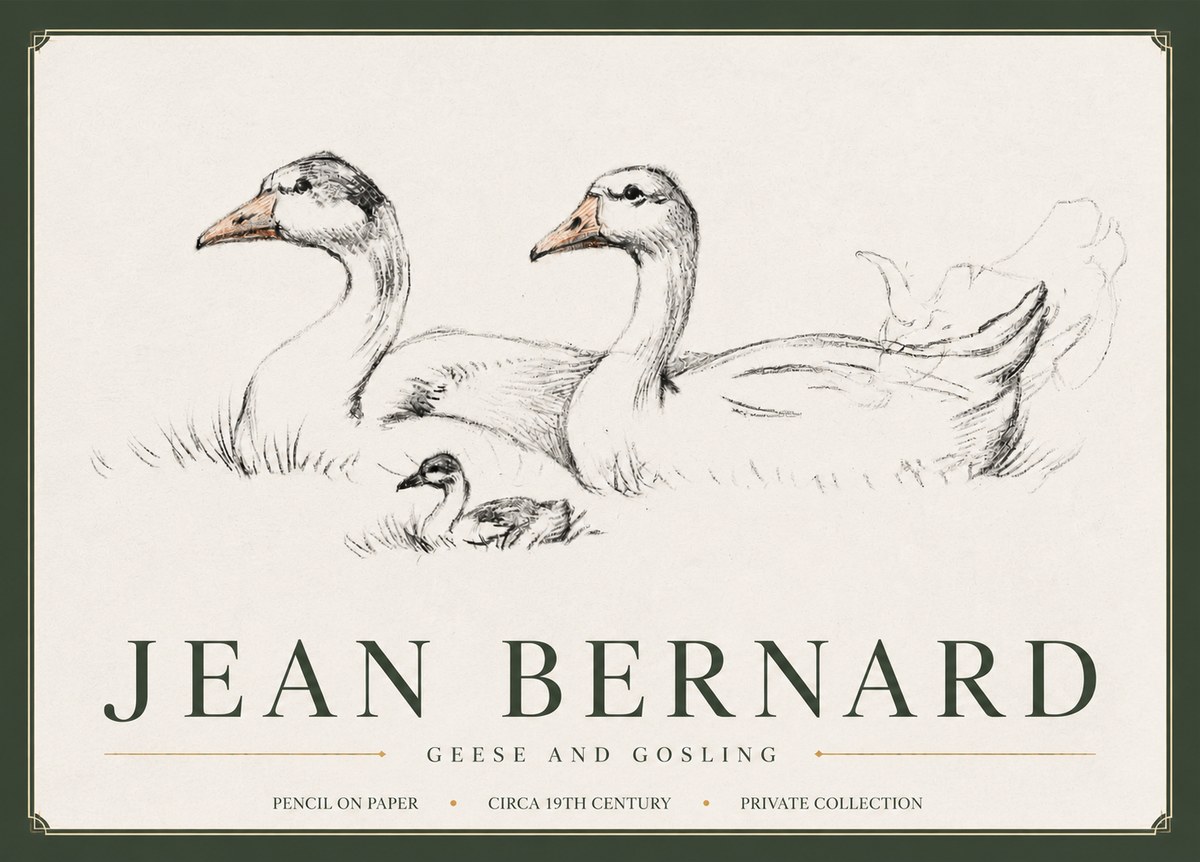 Jean Bernard Study of Geese No6 - Poster
