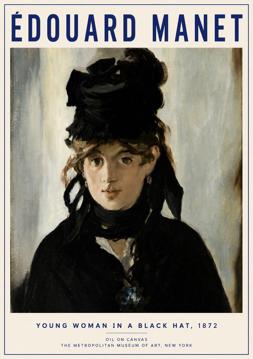Édouard Manet Young Woman in a Black Hat, 1872 No3 - Poster