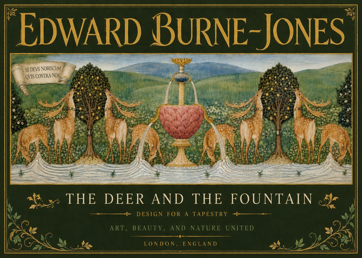 Edward Burne-Jones The Deer and the Fountain No5 - Poster