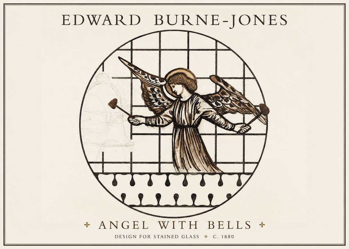 Edward Burne-Jones Angel with Bells (Study) No2 - Poster