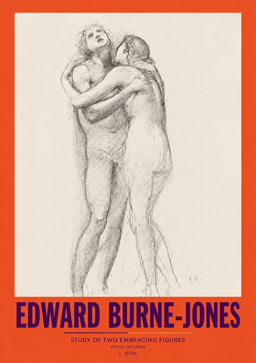 Edward Burne-Jones Study of Two Embracing Figures No2 - Poster
