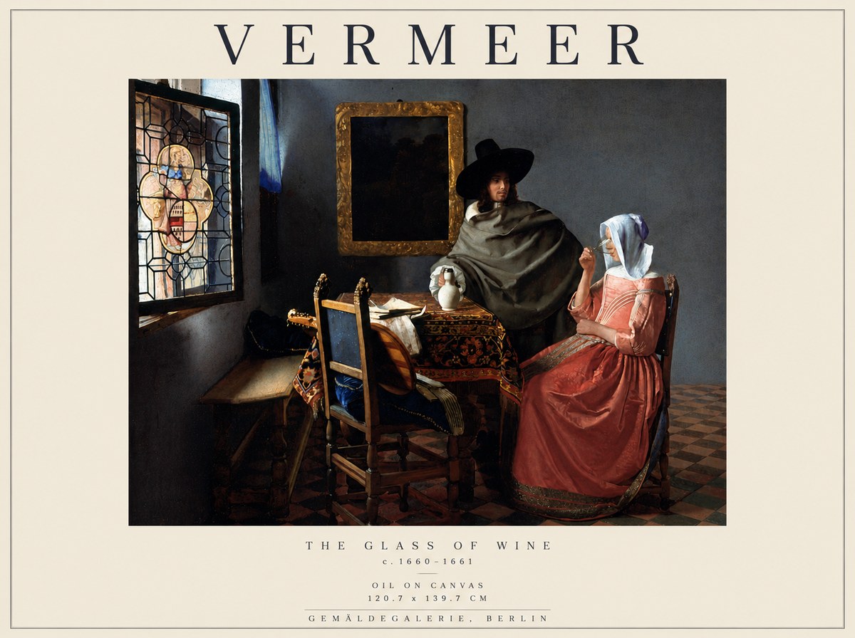 Vermeer The Glass of Wine No5 - Poster